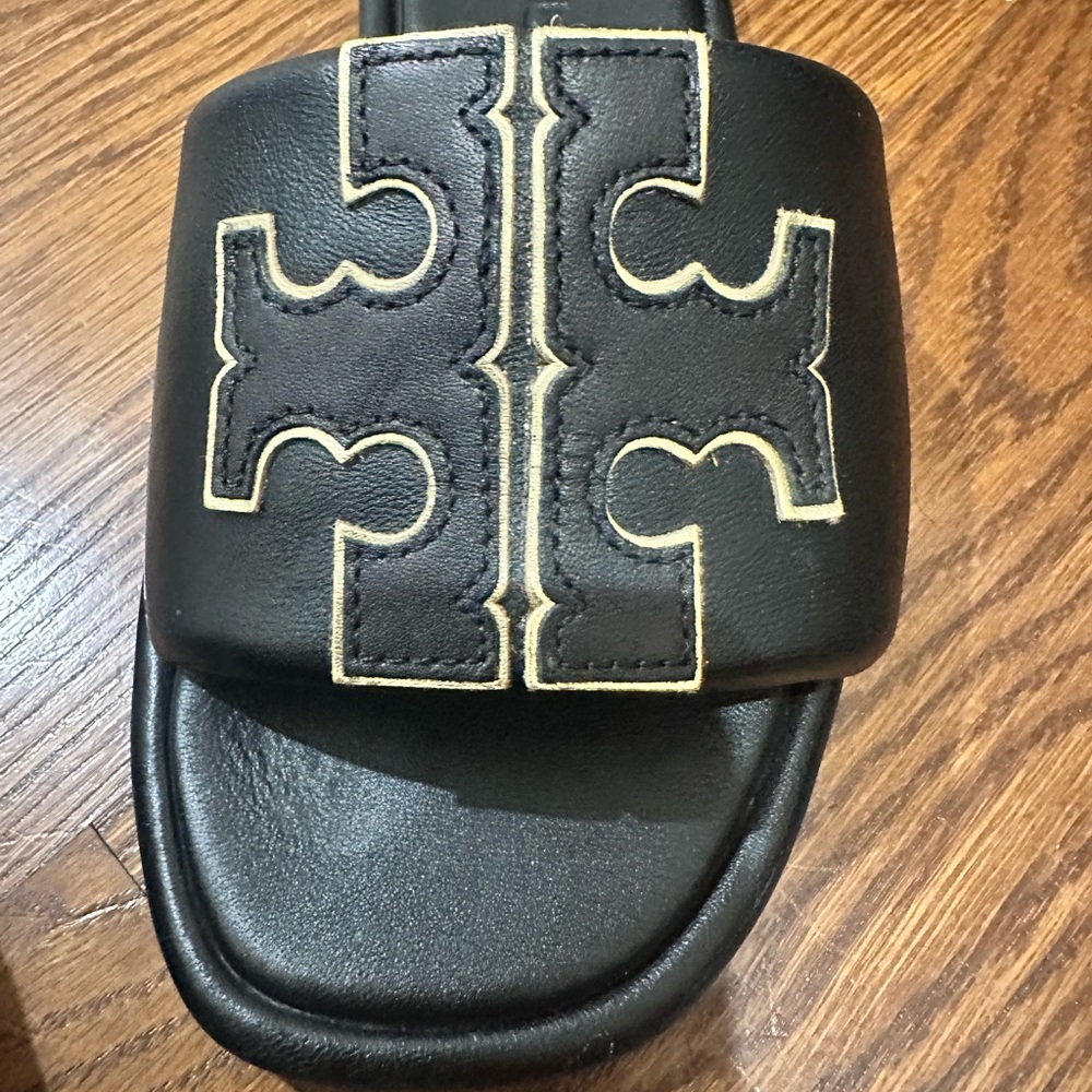 Tory Burch Black Leather Sport Slides - Picture 5 of 8